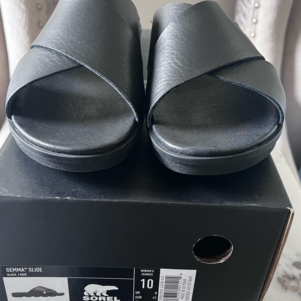 Sorel Black Gemma Slide Sandals